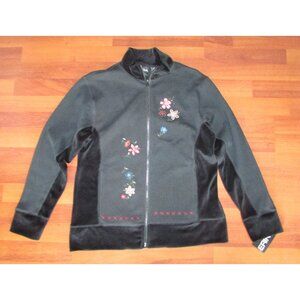 ERIKA Embroidered Mixed Media Sweater Jacket - Sz S - NEW